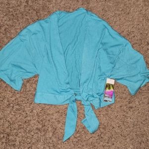 Breaking Waves Tie-Front Crop Swim Cover-Up NWT Size Small